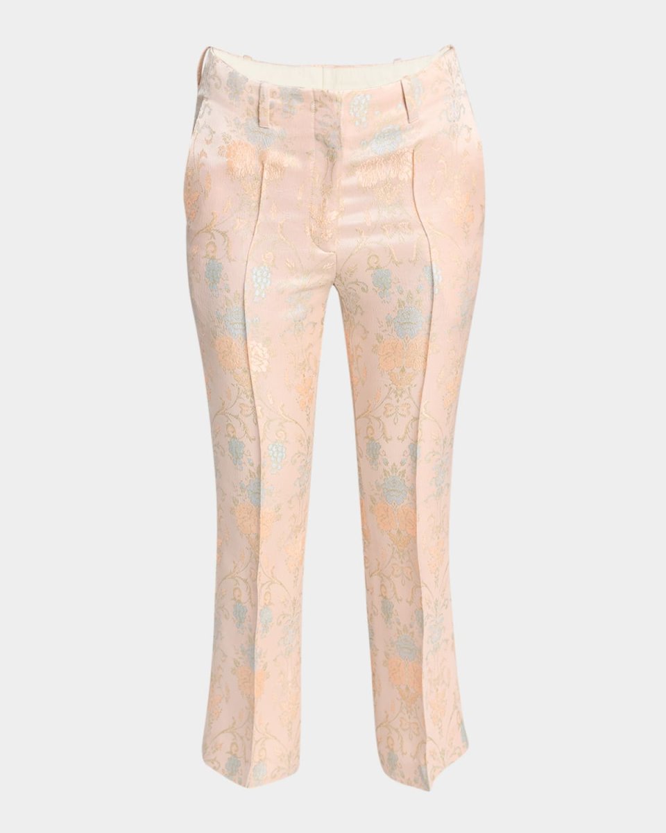 Paloma Floral Jacquard Straight-Leg Ankle Pants